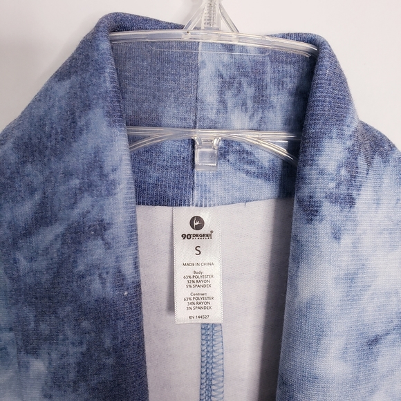 90 Degree By Reflex Shawl Collar Open Front Cardigan Size Small Tie Dye Blue - Picture 4 of 15